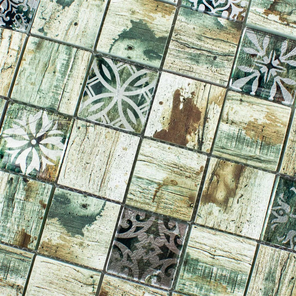 Stakleni Mozaik Pločice Imitacija Drva Township Bež Smeđa Q48
