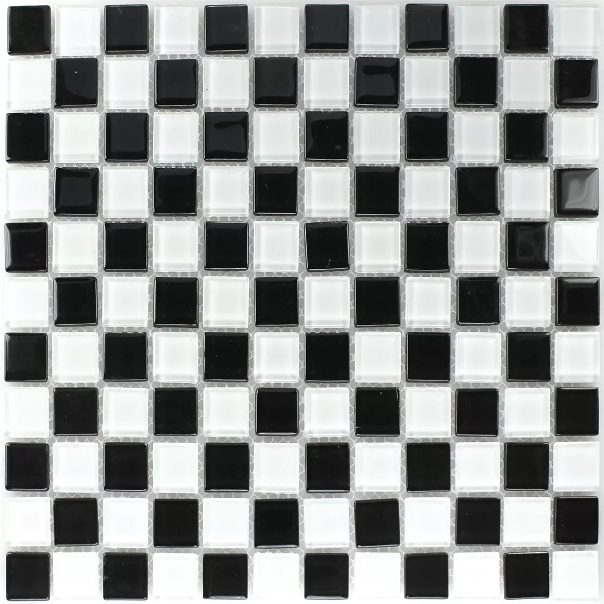 Mozaik Pločice Staklo Šahovnica Crna Bijela