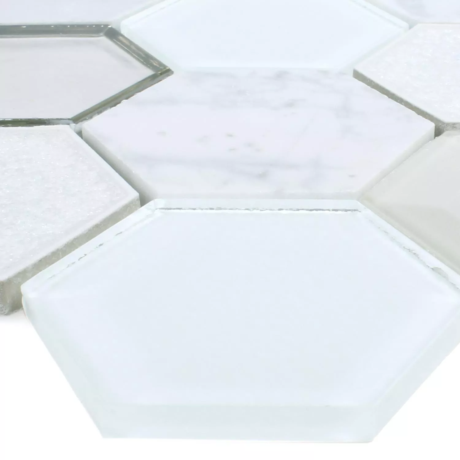 Mozaik Pločice Concrete Staklo Prirodni Kamen 3D Bijela