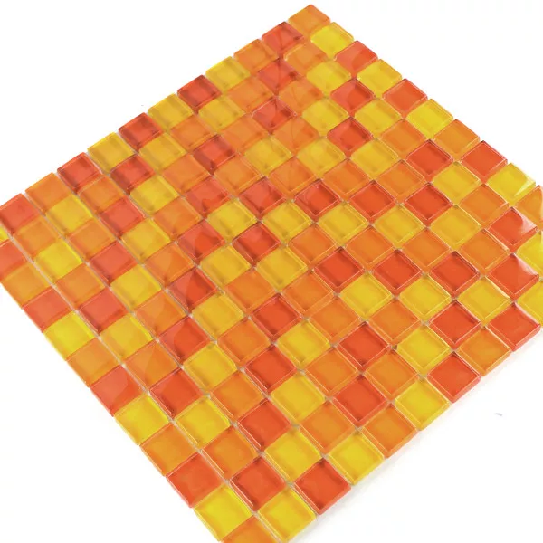 Stakleni Mozaik Pločice Žuta Narančasta Crvena 25x25x8mm