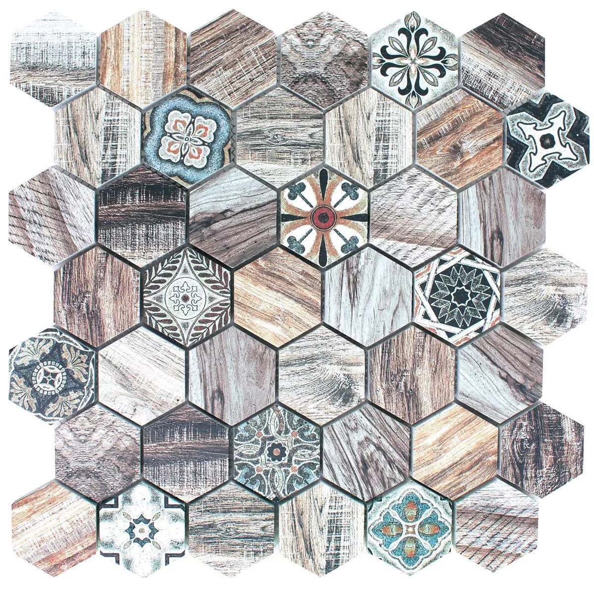 Uzorak Mozaik Od Prirodnog Kamena Pločice Kapstadt Imitacija Drva Smeđa