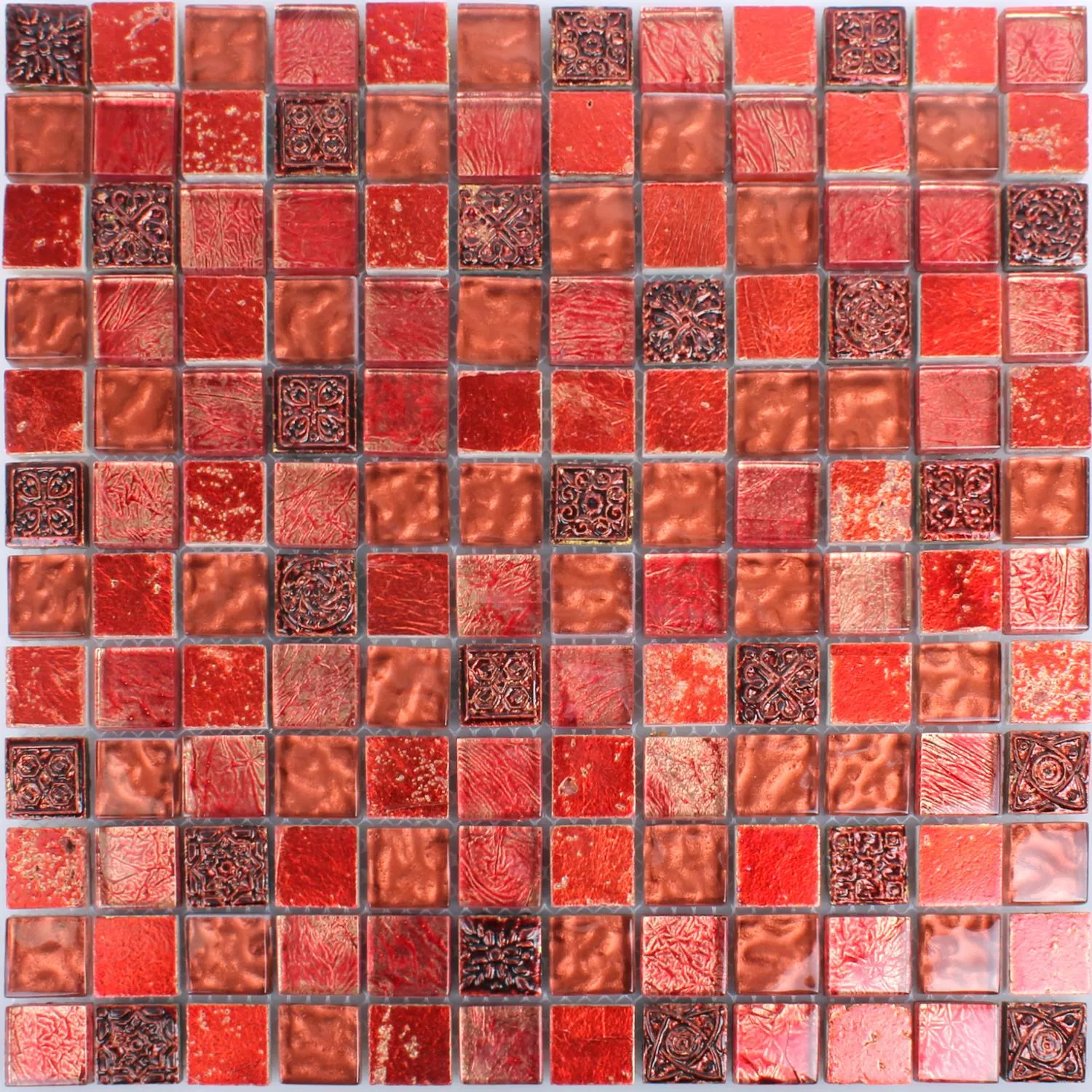 Uzorak Mozaik Pločice Staklo Prirodni Kamen Maya Red