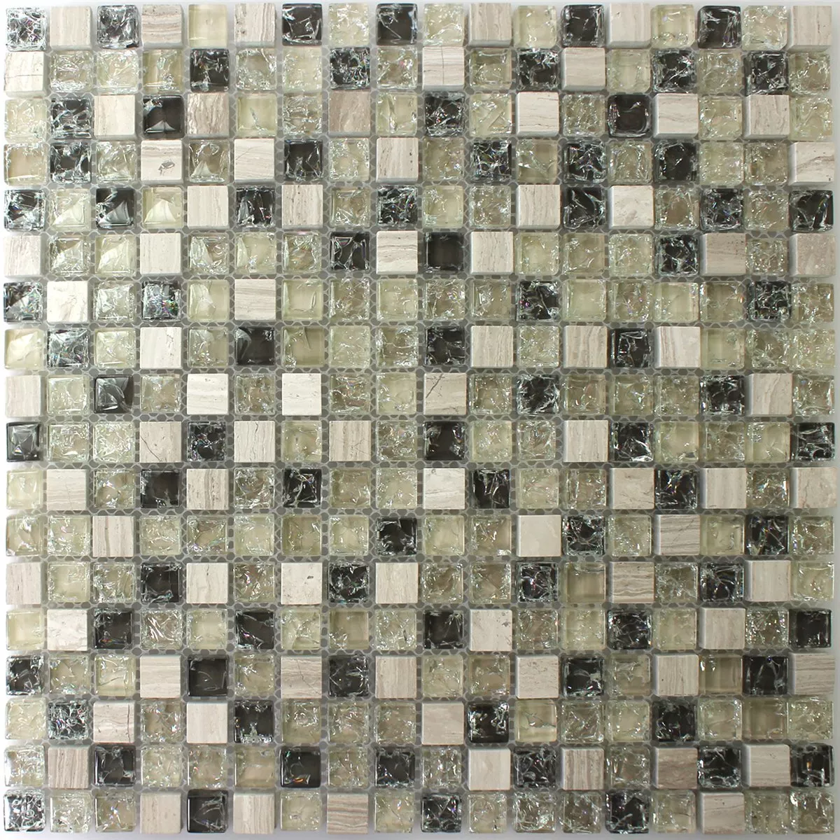 Mozaik Pločice Staklo Prirodni Kamen Zelena Siva