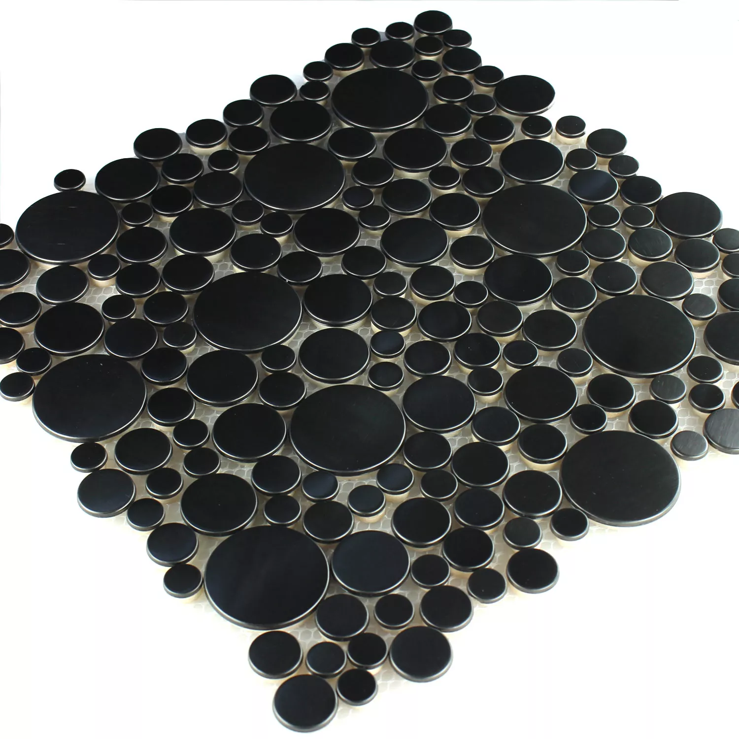 Mozaik Pločice Čelik Metal Riječni Oblutak Design Black