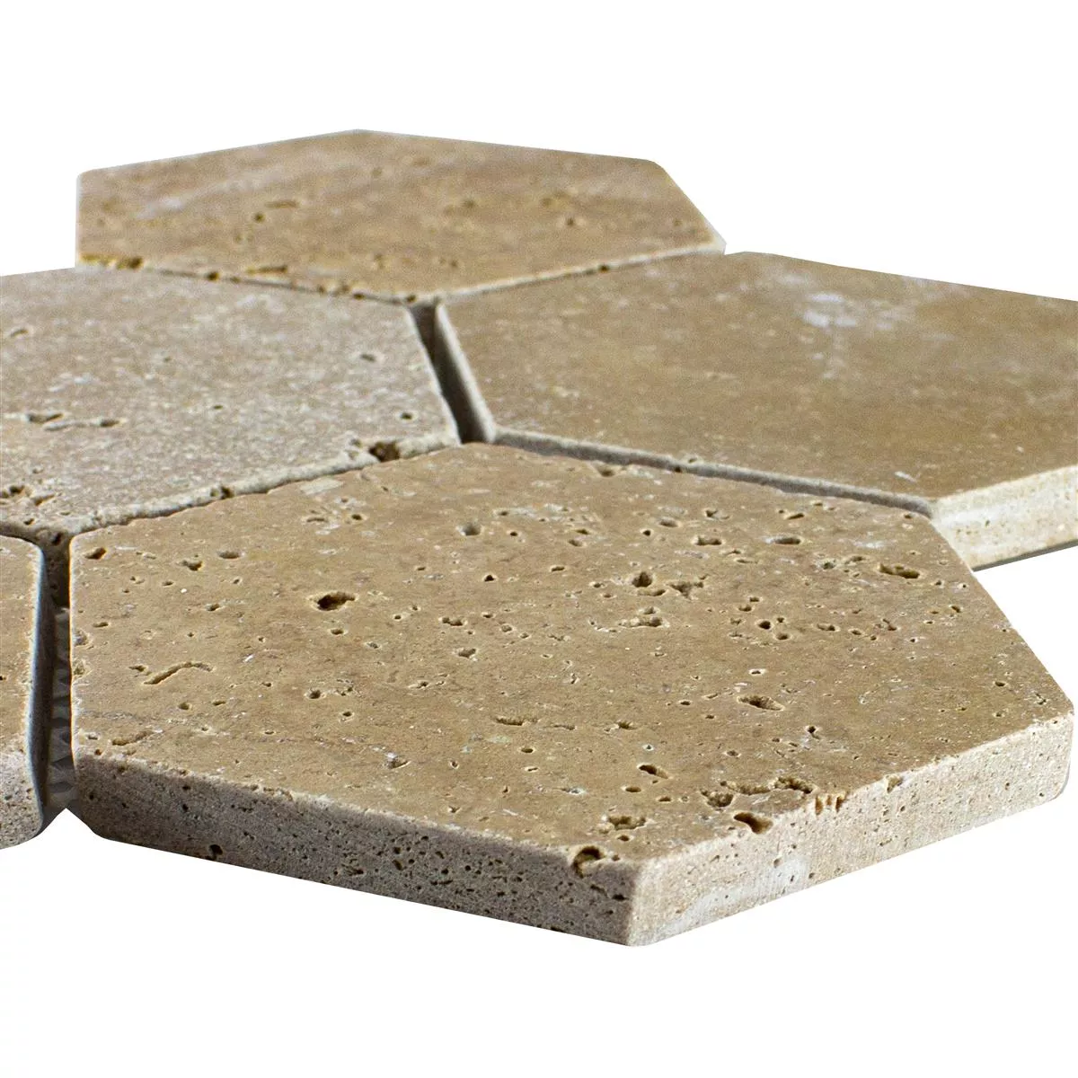 Travertin Prirodni Kamen Mozaik Pločice Mercado Šesterokut Smeđa Travertin Prirodni Kamen Mozaik Pločice Mercado Šesterokut Smeđa