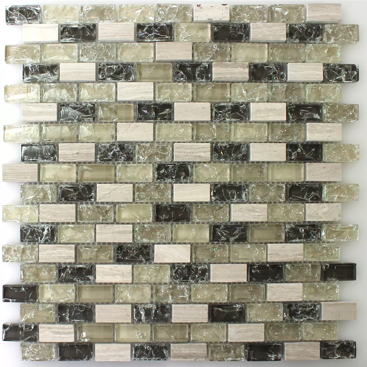 Mozaik Pločice Staklo Prirodni Kamen Bricks Zelena Siva