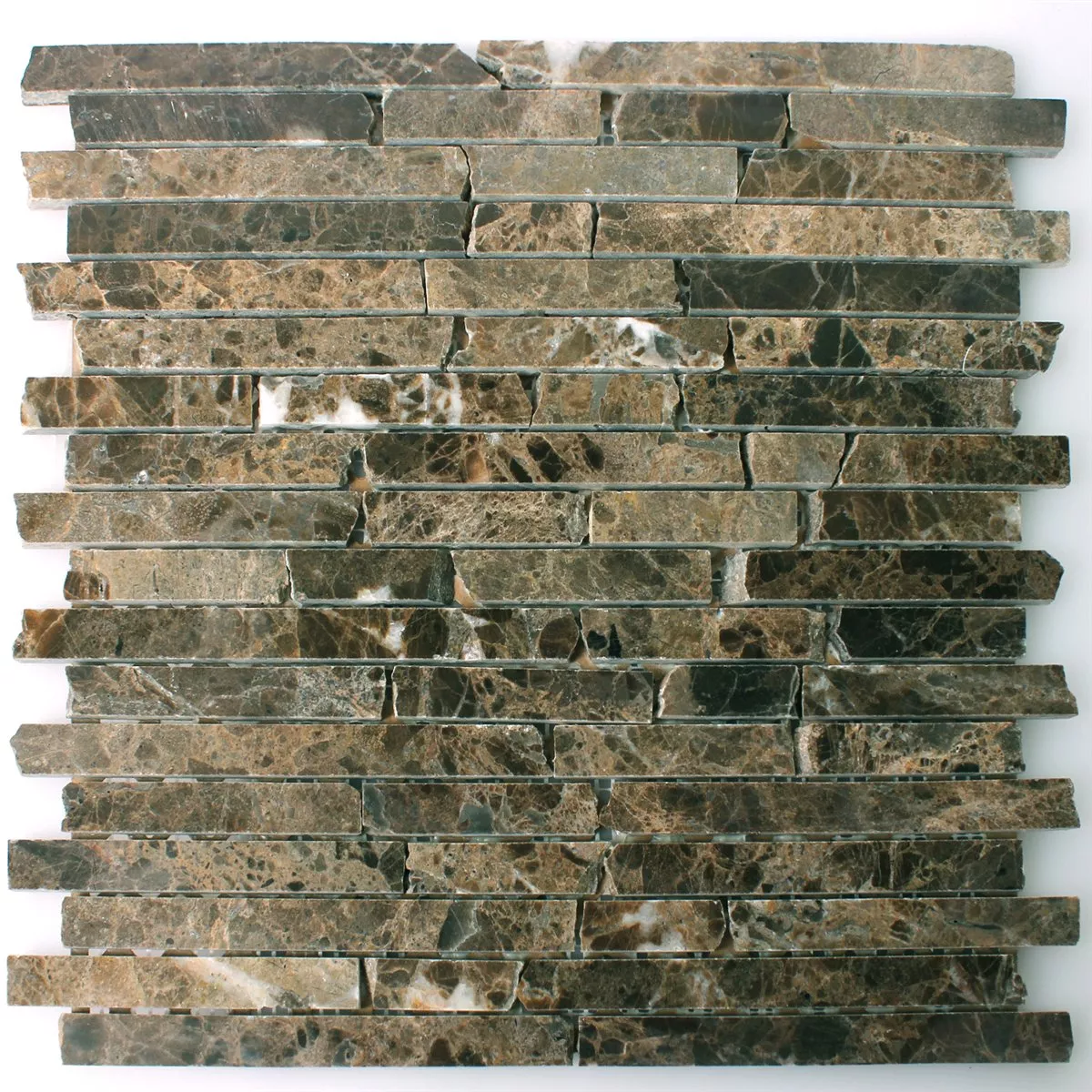 Uzorak Mozaik Pločice Mramor Prirodni Kamen Impala Smeđa Poliran