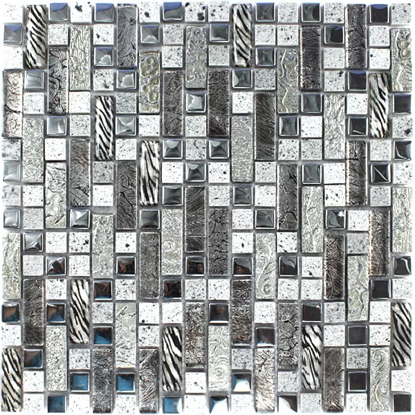 Mozaik Pločice Staklo Metal Kvarc Kompozitno Srebrna