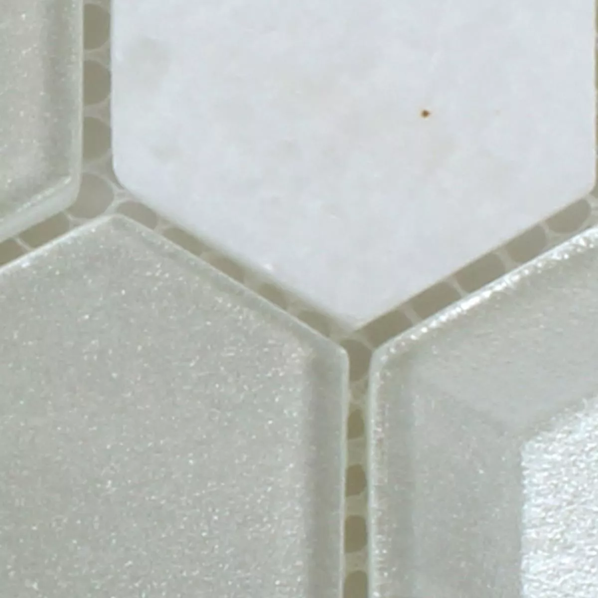Uzorak Mozaik Pločice Šesterokut Staklo Prirodni Kamen Bijela 3D