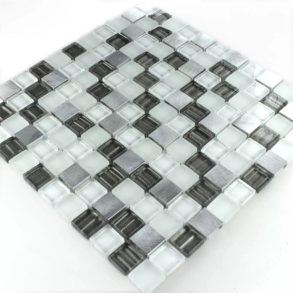 Mozaik Pločice Staklo Aluminij Srebrna Siva
