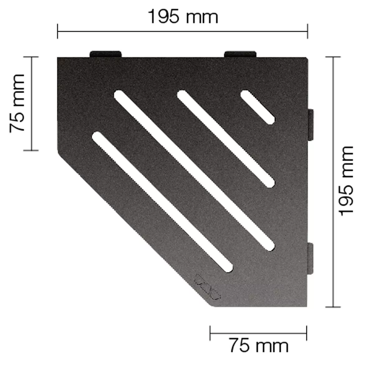 Zidna polica za tuš kabinu Schlüter 5-kutna 19,5x19,5 cm Wave antracit