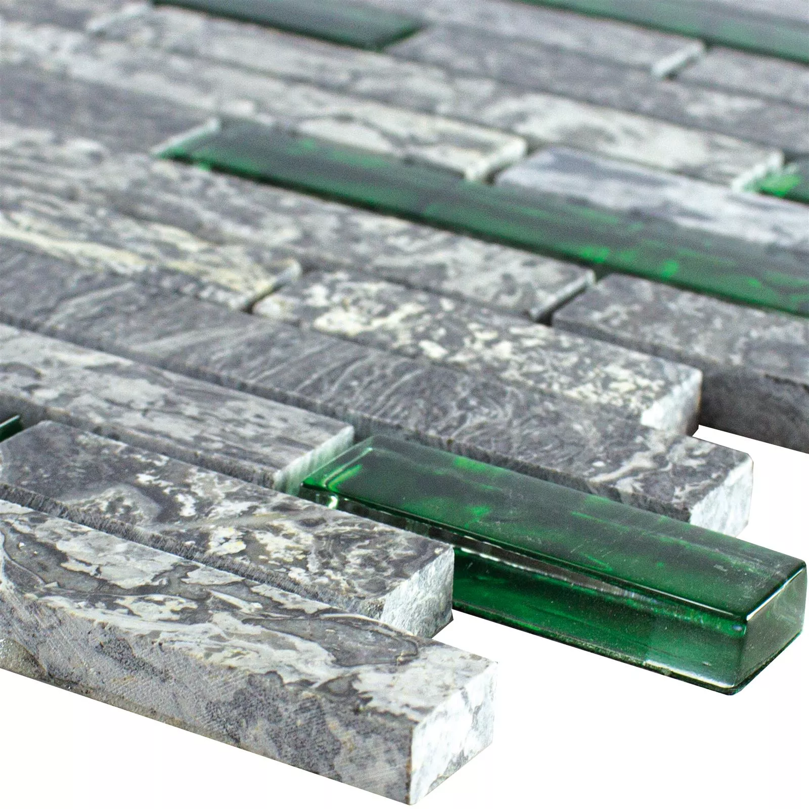 Stakleni Mozaik Pločice Od Prirodnog Kamena Manavgat Siva Zelena Brick