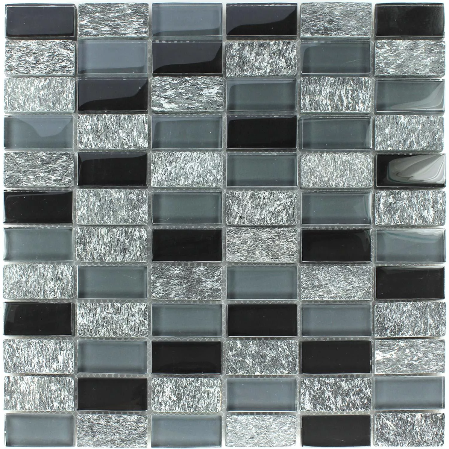 Mozaik Pločice Staklo Mramor Siva Crna Mix