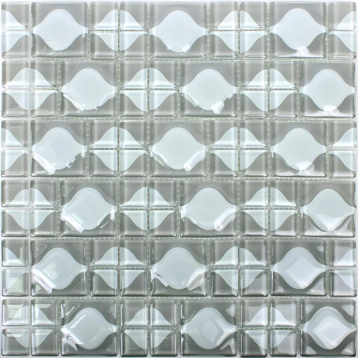 Stakleni Mozaik Pločice Nokta Siva Bijela 3D