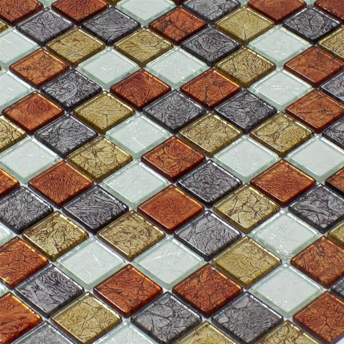 Mozaik Pločice Staklo Bonnie Kristal Struktura Zlatna Srebrna Crvena