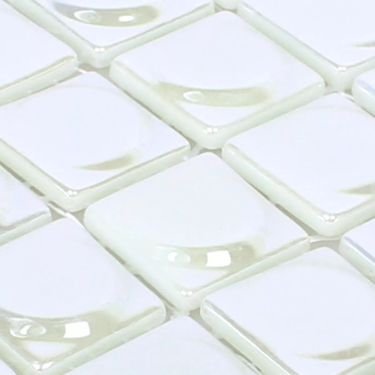 Uzorak Stakleni Mozaik Pločice Accra Bijela 3D Zaobljen