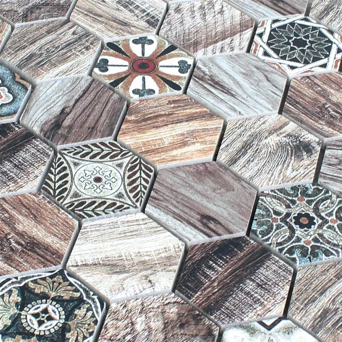 Uzorak Mozaik Od Prirodnog Kamena Pločice Kapstadt Imitacija Drva Smeđa
