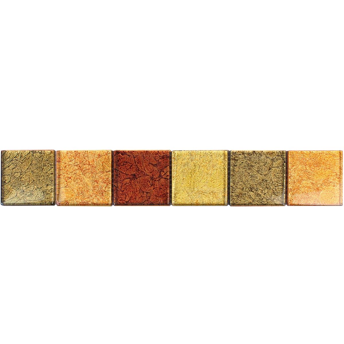 Stakleni Mozaik Pločice Bordura SantaFe Zlatna Narančasta Q48