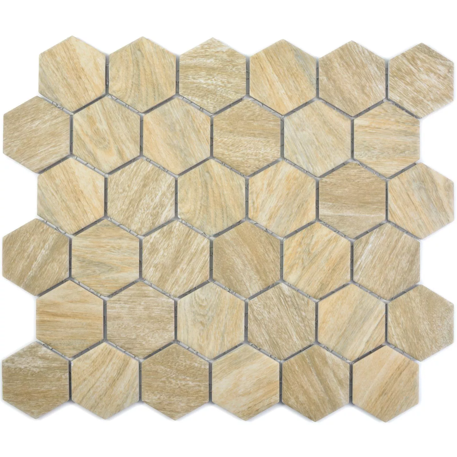 Uzorak Keramički Mozaik Duponti Šesterokut Imitacija Drva Bež