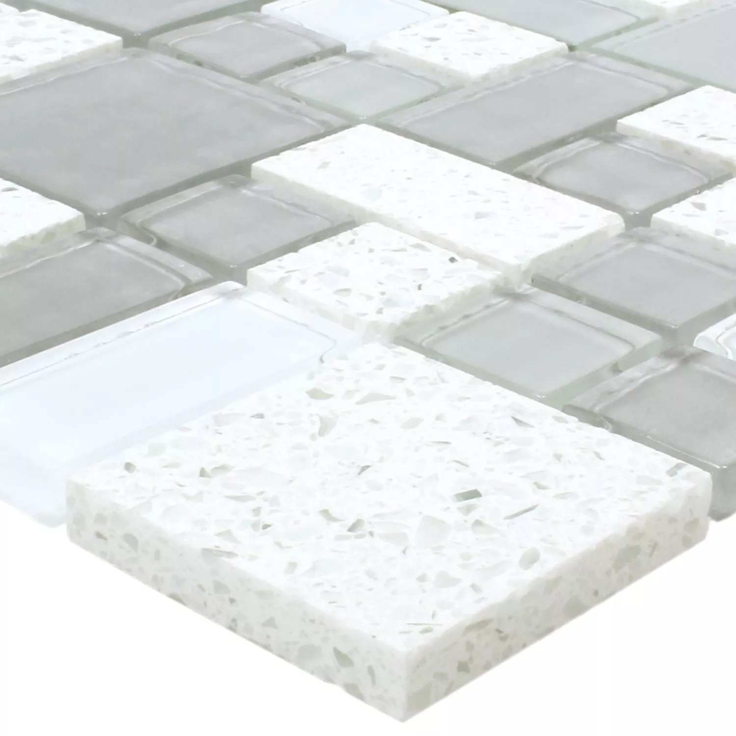 Mozaik Pločice Lauria Staklo Umjetni Kamen Bijela