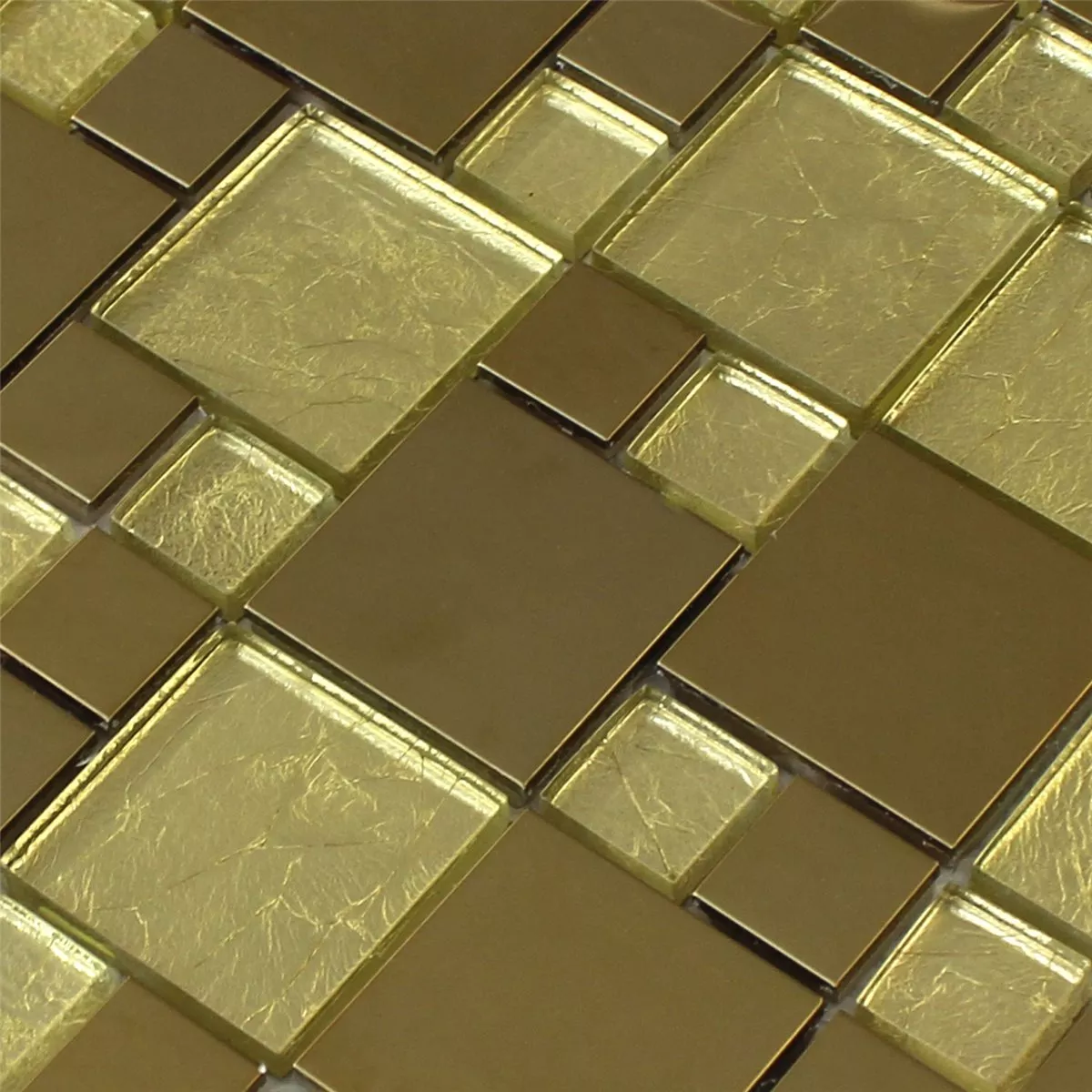 Uzorak Mozaik Pločice Staklo Čelik Metal Zlatna