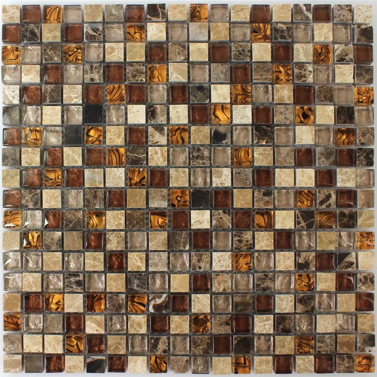 Mozaik Pločice Staklo Prirodni Kamen Bež Smeđa 15x15x8mm