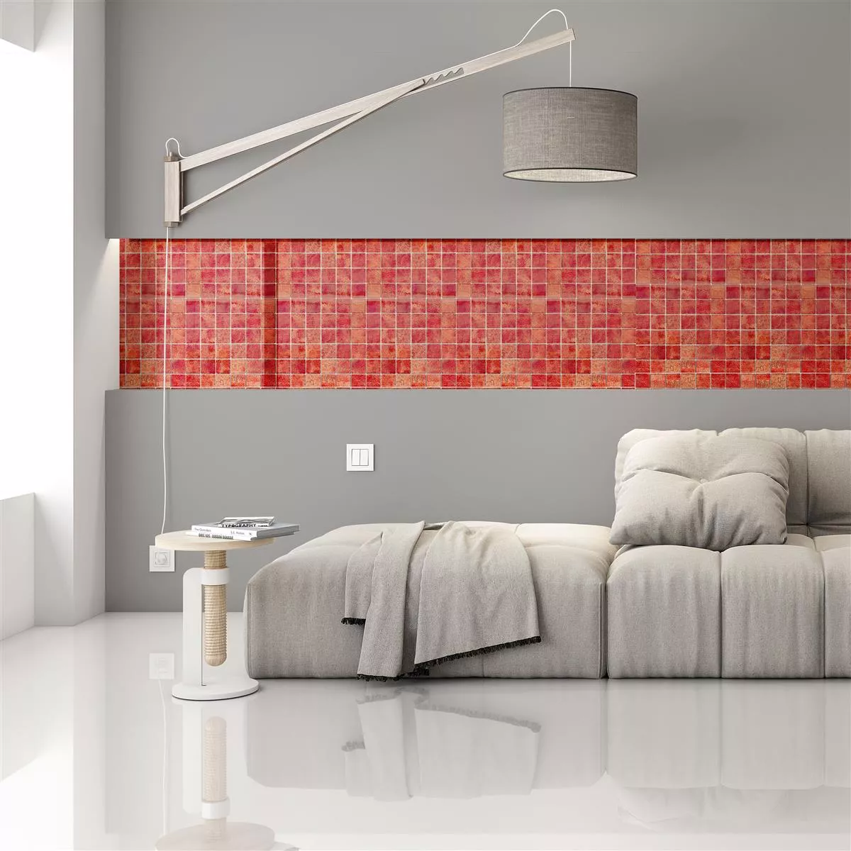 Stakleni Mozaik Pločice Seraphina Crvena Kvadrat 47