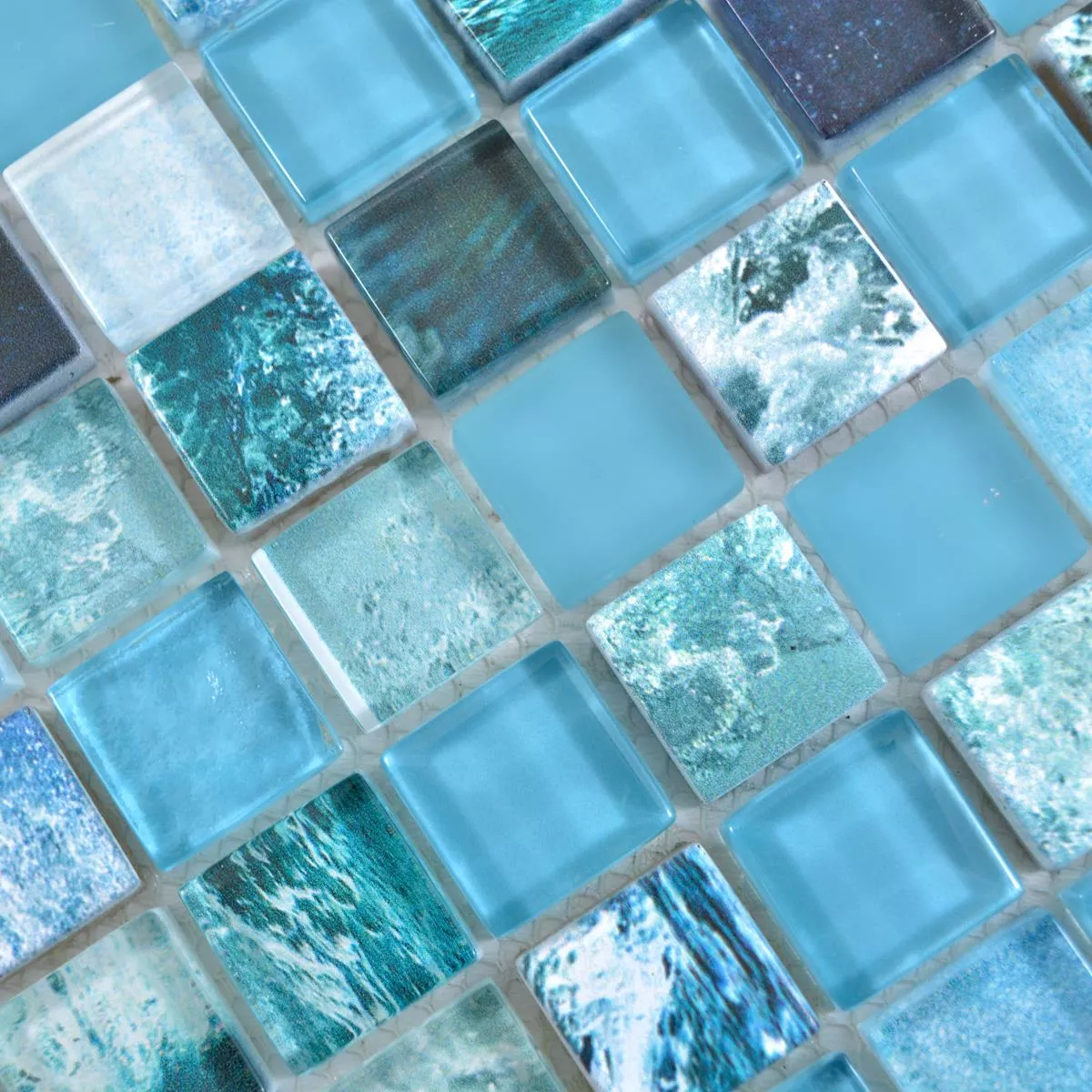 Uzorak Stakleni Mozaik Pločice Cornelia Retro Izgled Zelena Plava