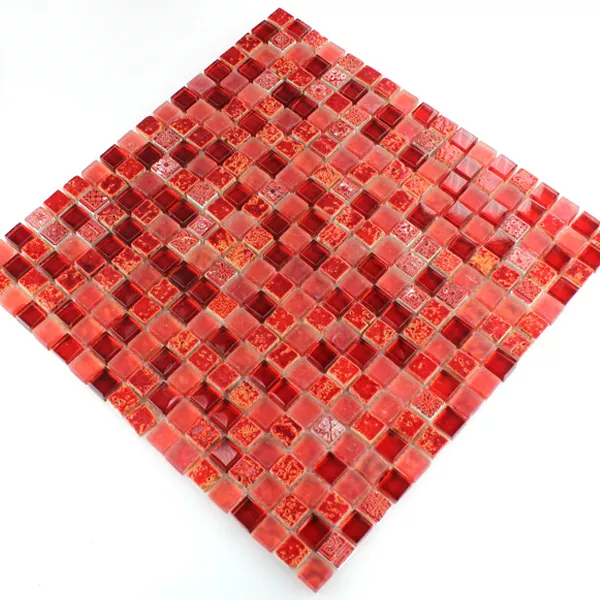 Mozaik Pločice Escimo Staklo Prirodni Kamen Mix Crvena