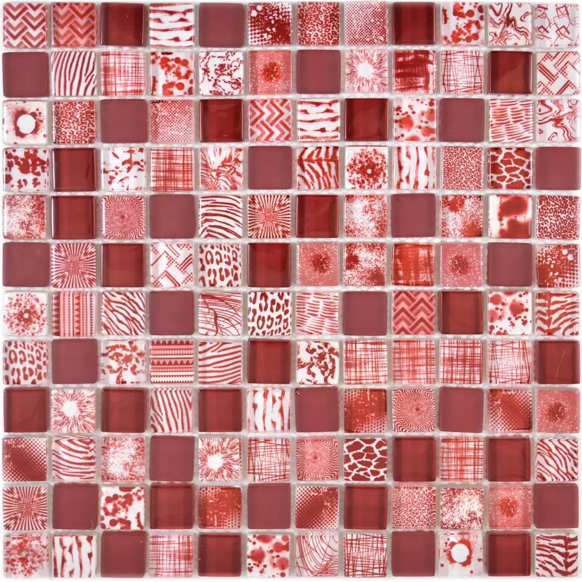 Stakleni Mozaik Pločice Cornelia Retro Izgled Crvena