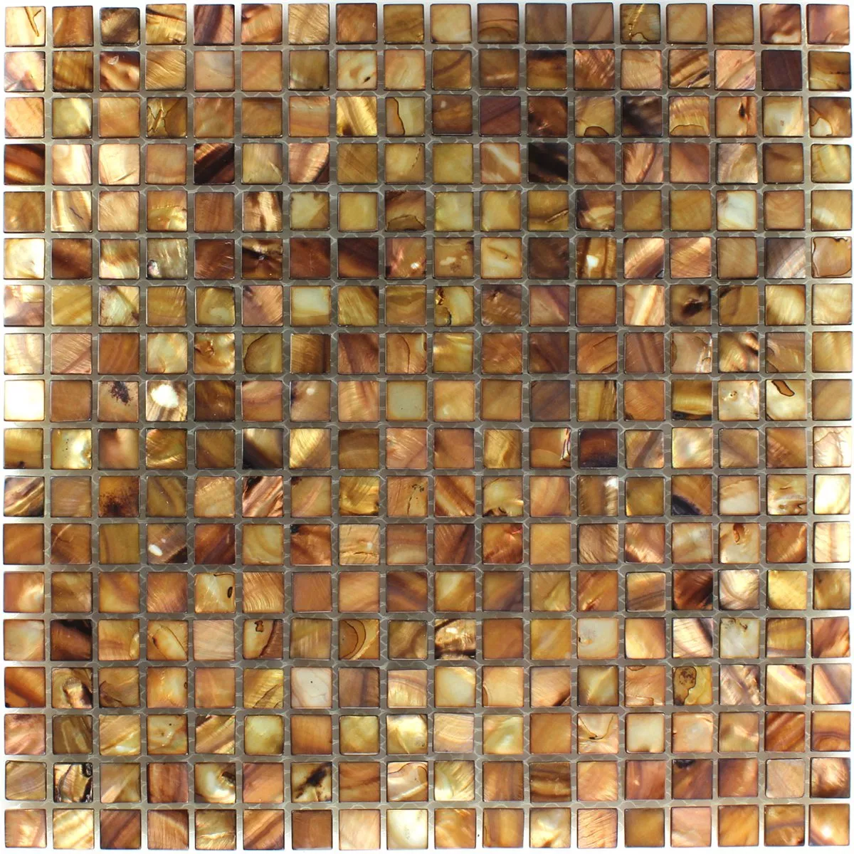 Mozaik Pločice Staklo Efekt Sedefa Smeđa Zlatna 15x15x8mm