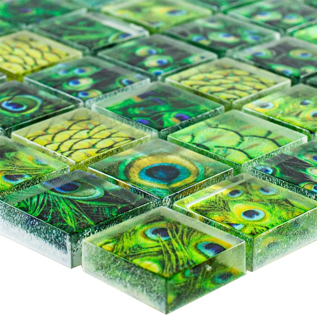 Stakleni Mozaik Pločice Peafowl Zelena 23