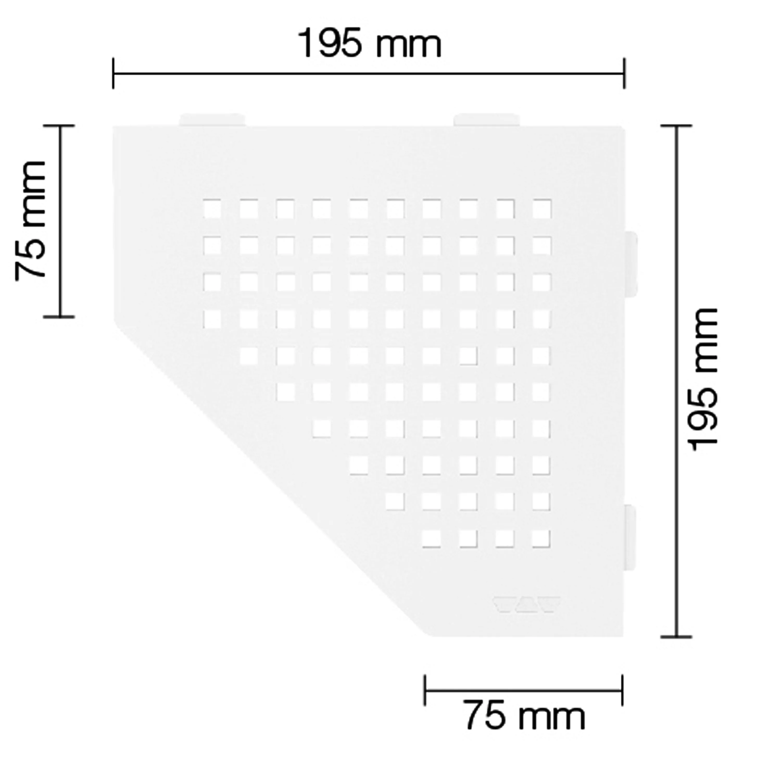 Zidna polica za tuš kabinu Schlüter 5eck 19,5x19,5cm kvadratna bijela