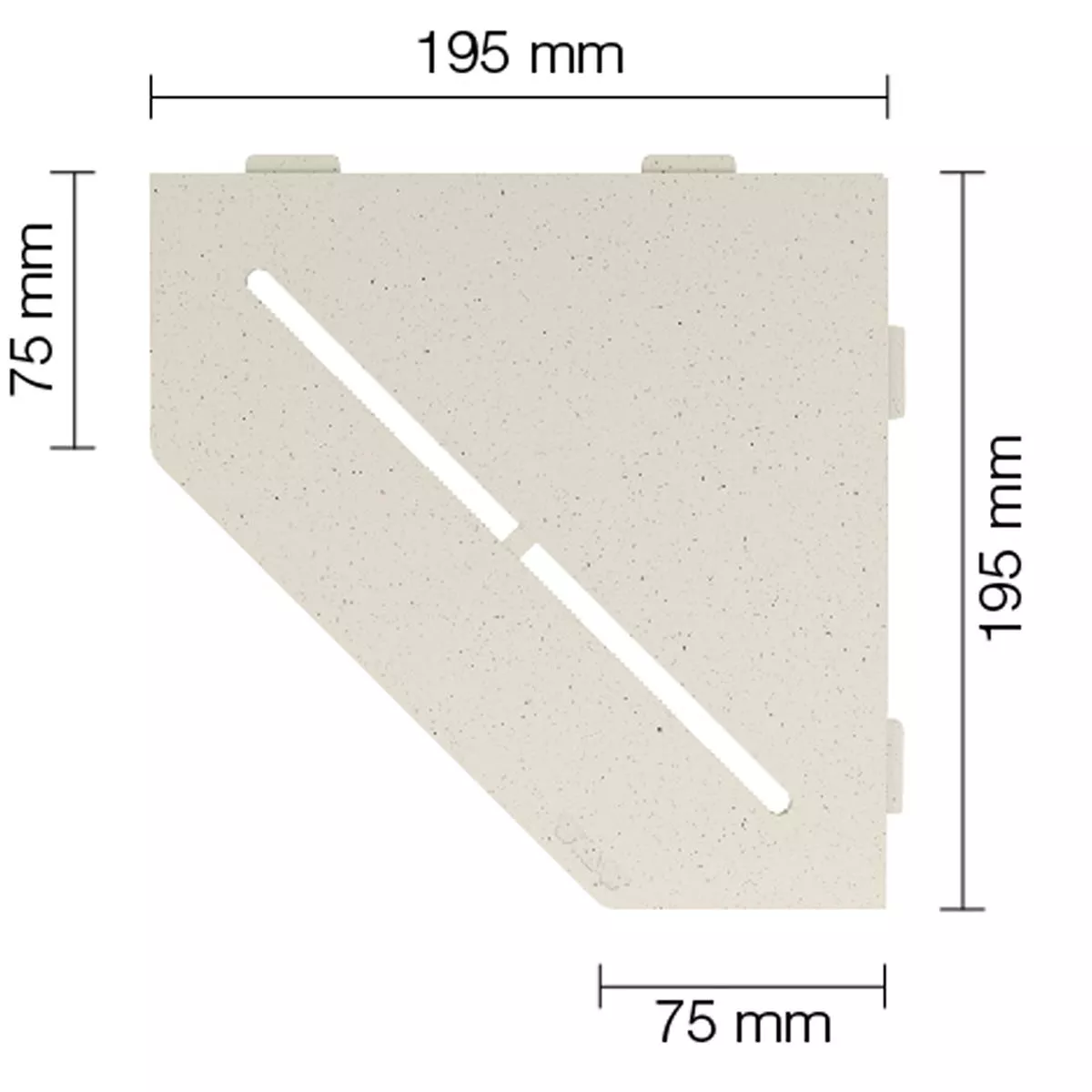 Zidna polica za tuš kabinu Schlüter 5 kutova 19,5x19,5 cm čista slonovača