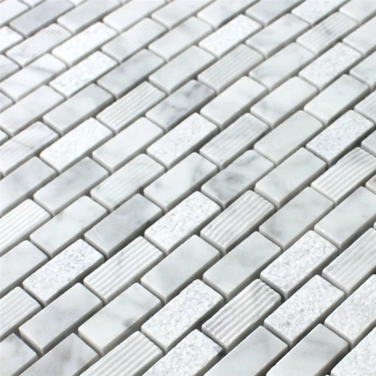 Mozaik Pločice Prirodni Kamen Carrara Bijela 15x30x8mm