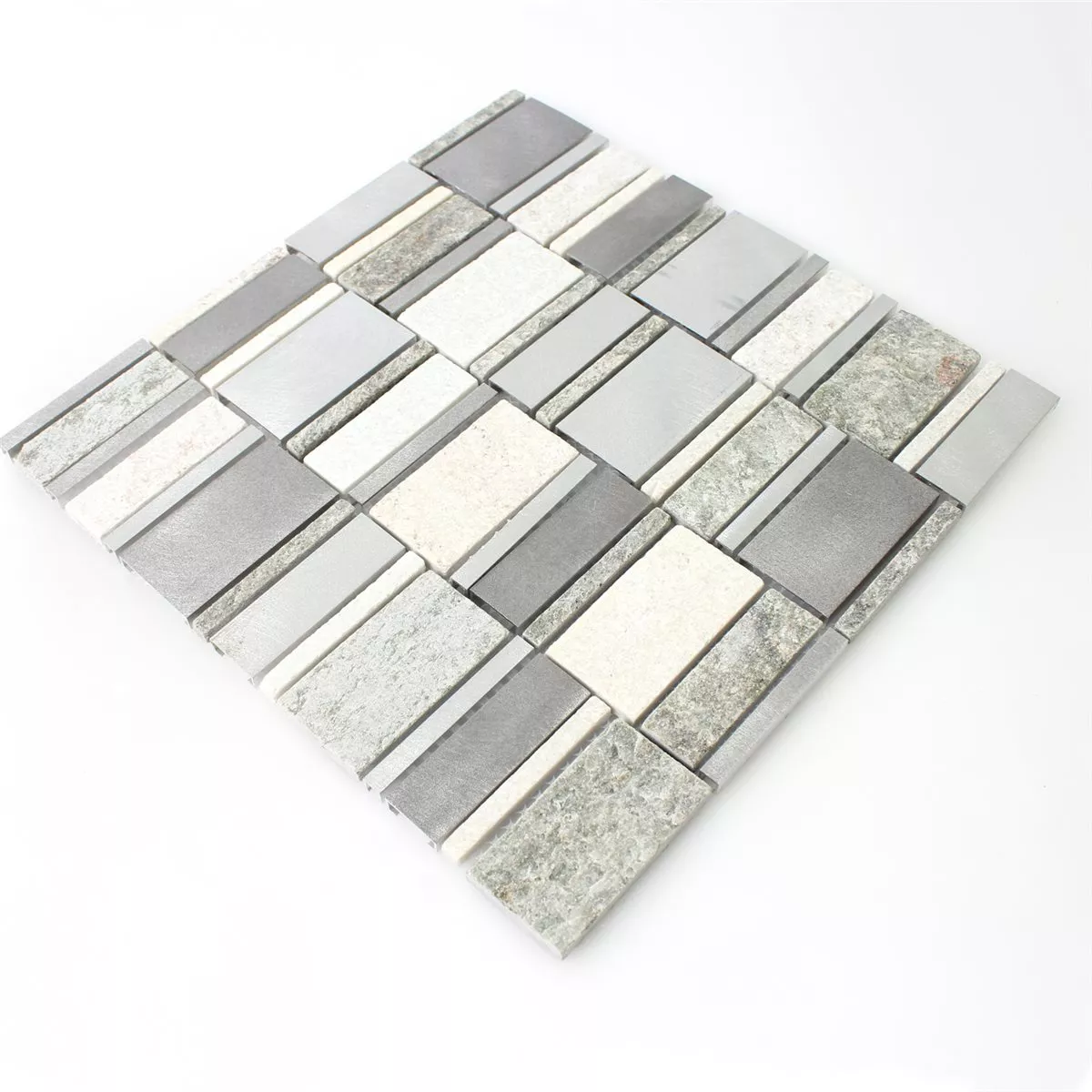 Mozaik Pločice Kvarcit Aluminij Srebrna Mix