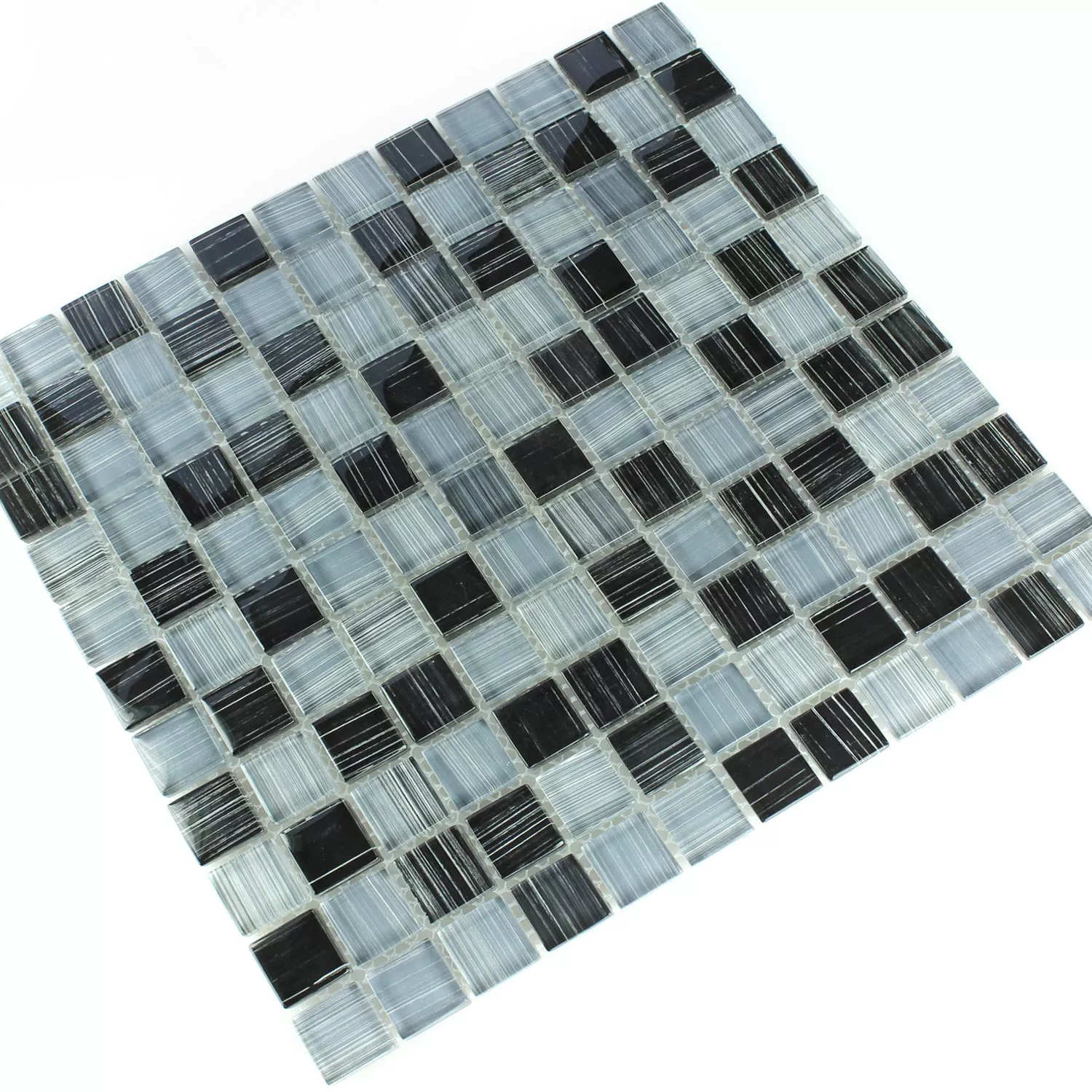 Stakleni Mozaik Pločice Crta Crna Siva