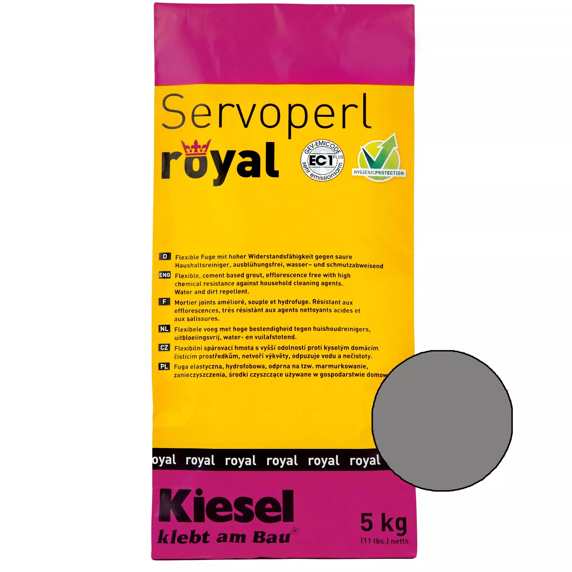 Kiesel Servoperl Royal - Fleksibilni Spoj Koji Odbija Vodu I Prljavštinu (5 Kg Srednje Sive Boje)
