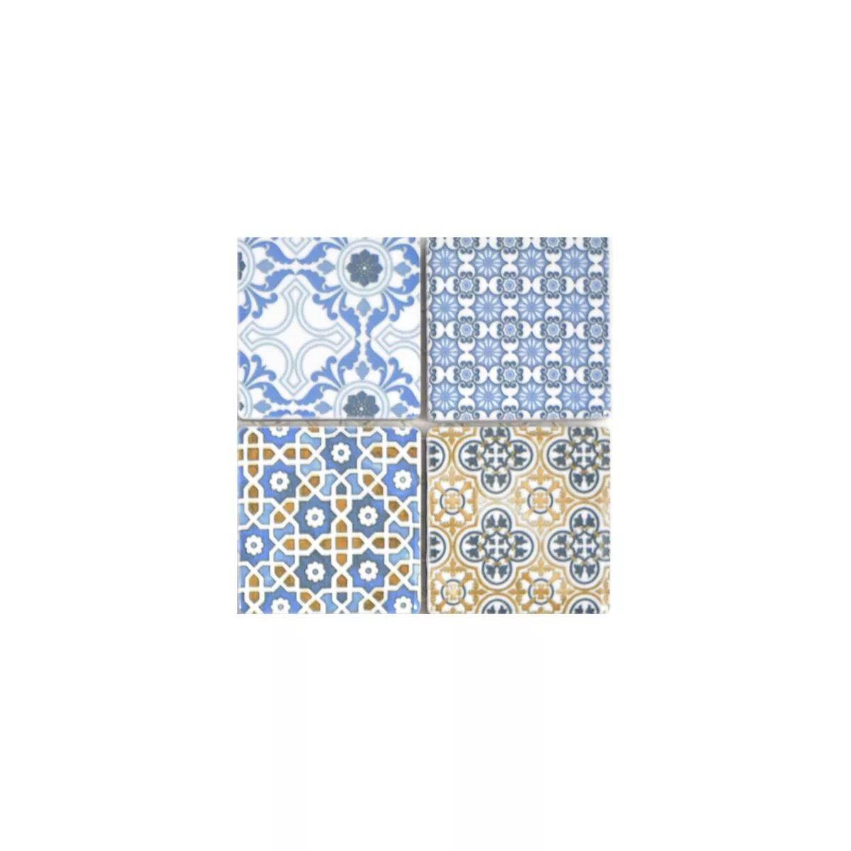 Uzorak Keramika Mozaik Pločice Daymion Retro Izgled Kvadrat Plava Smeđa