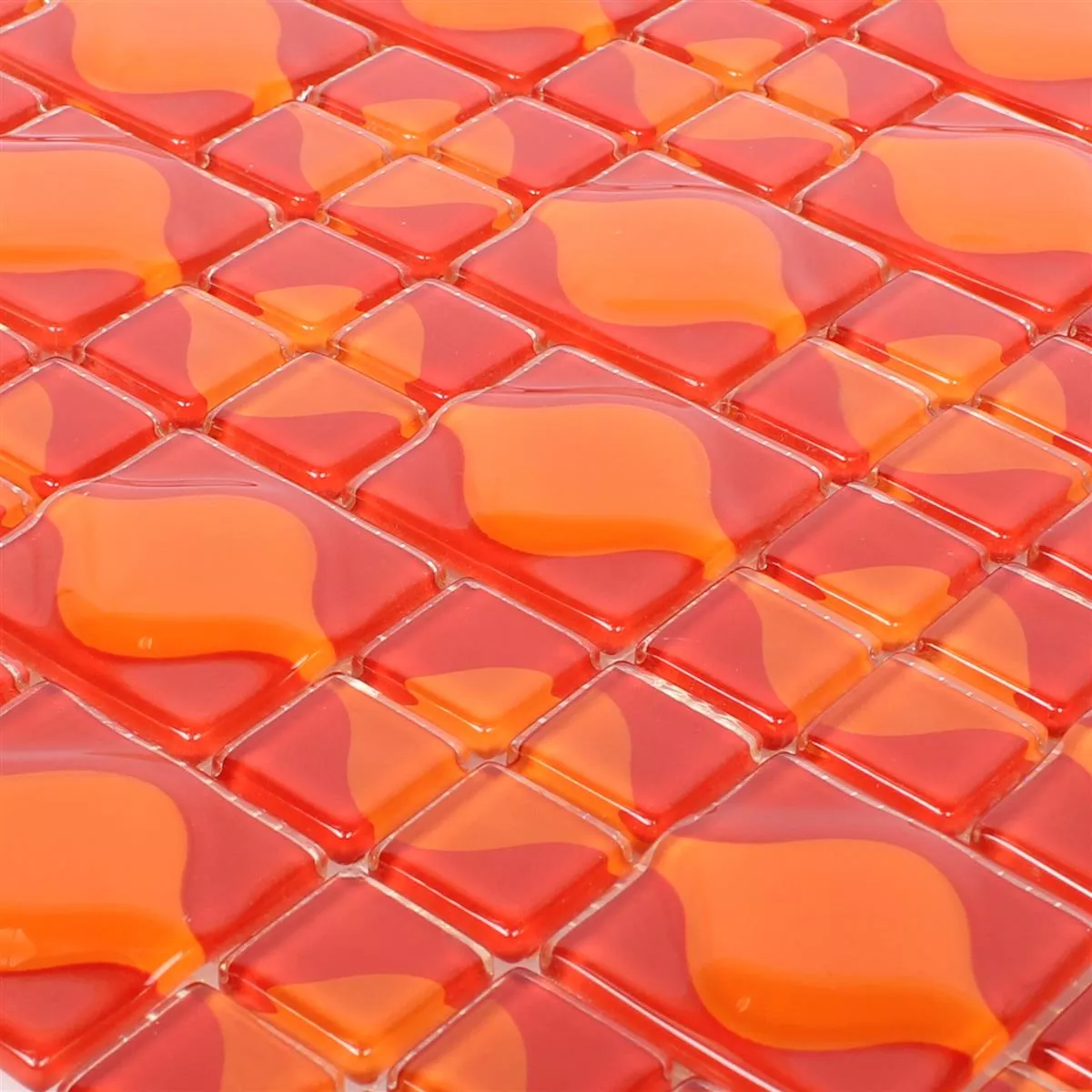 Stakleni Mozaik Pločice Nokta Narančasto Crvena 3D