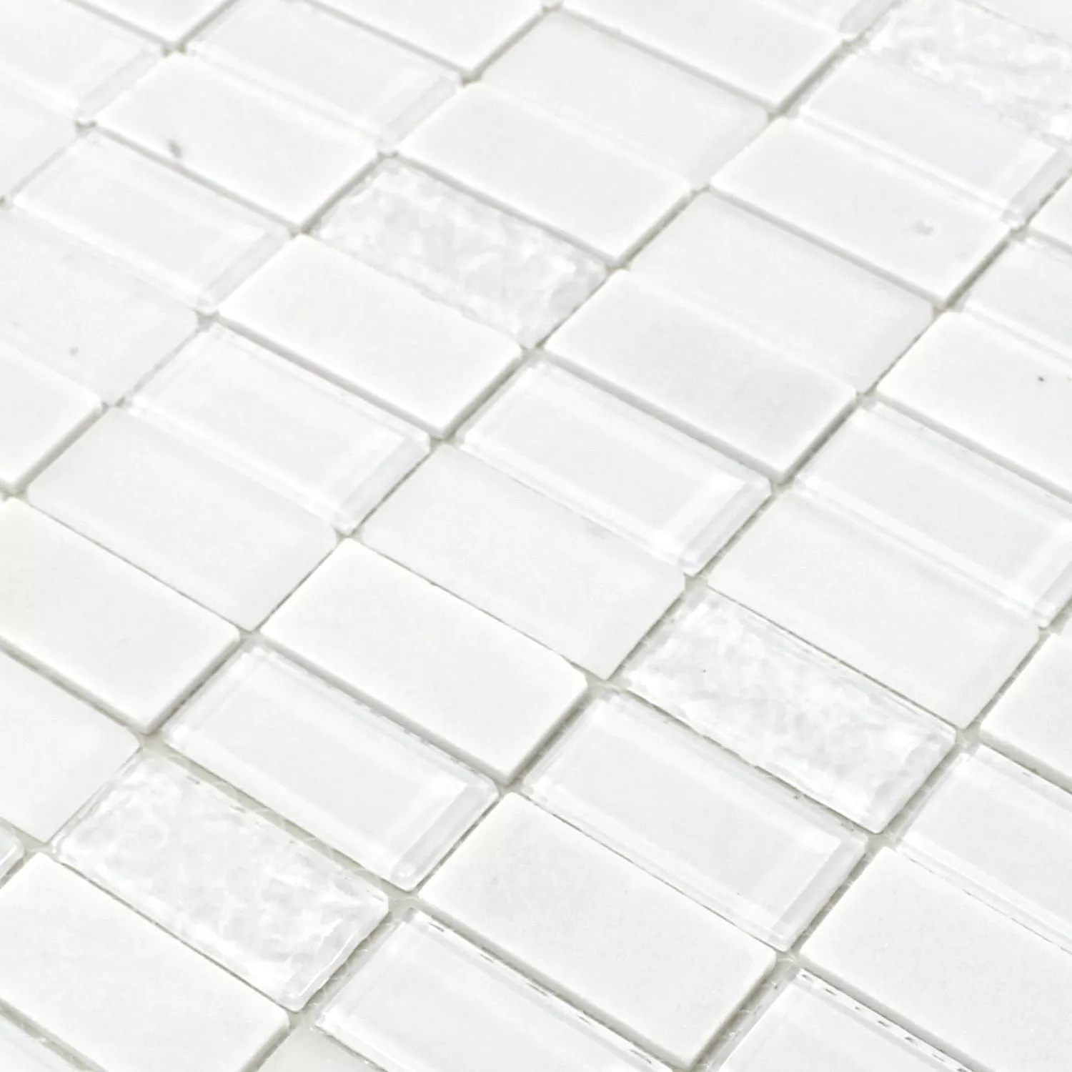 Samoljepljivi Mozaik Prirodni Kamen Staklo Mix Bijela Poliran