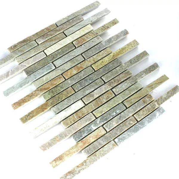 Mozaik Pločice Prirodni Kamen Kvarcit Bež Mix Sticks
