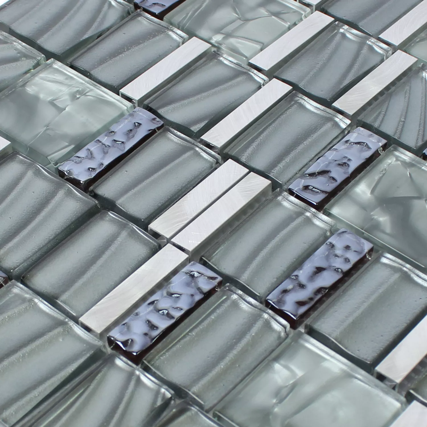 Mozaik Pločice Staklo Aluminij Siva Srebrna Mix