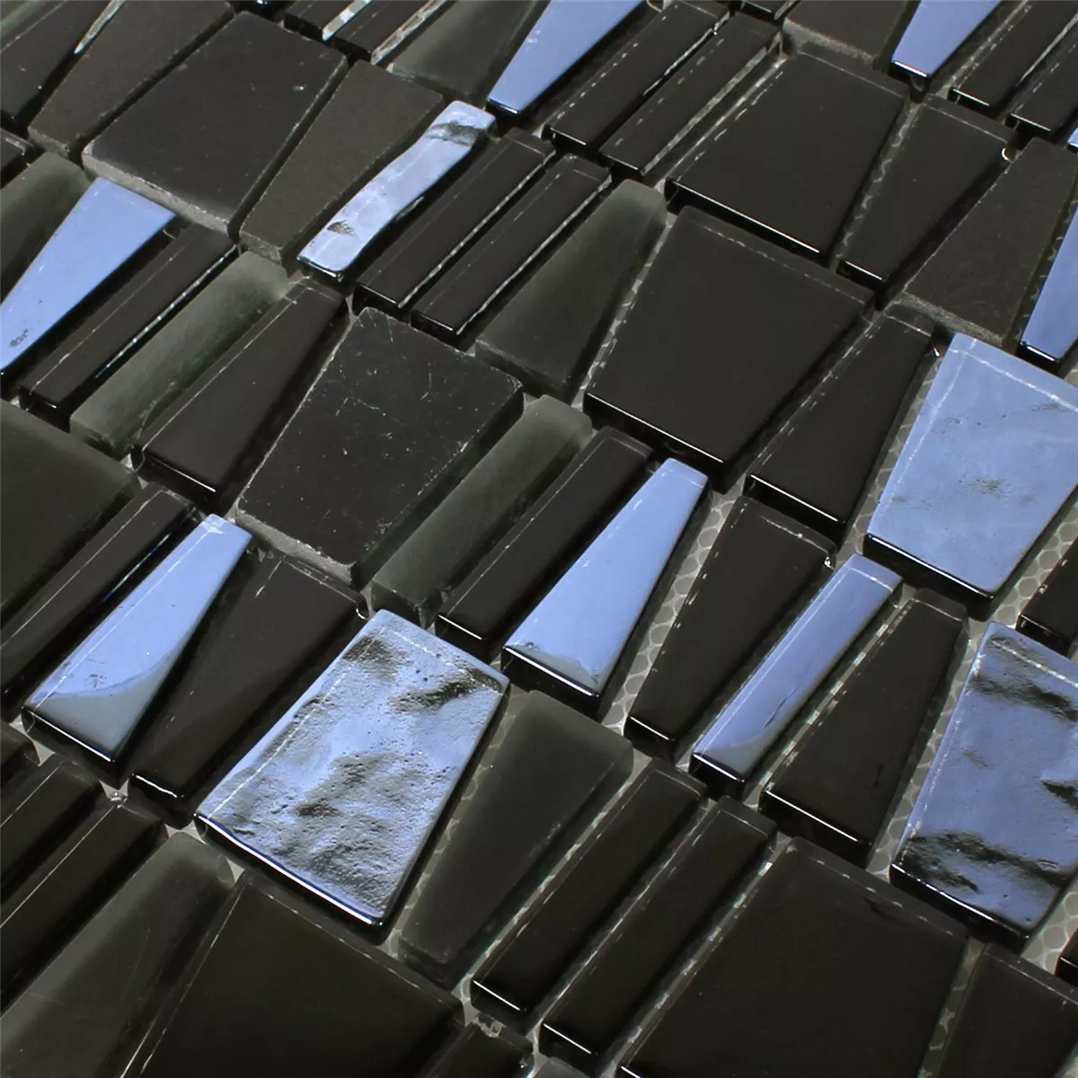 Mozaik Pločice Staklo Prirodni Kamen Crna Efekt