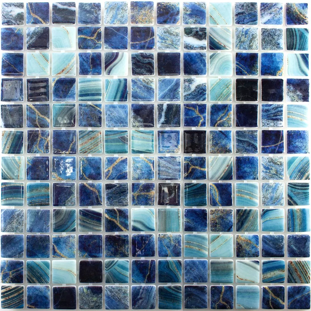 Mozaik Staklo Za Bazene Baltic Plava Tirkizna 25x25mm