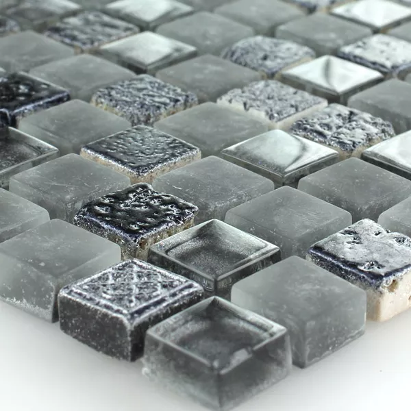 Mozaik Pločice Escimo Staklo Prirodni Kamen Mix Grey Black