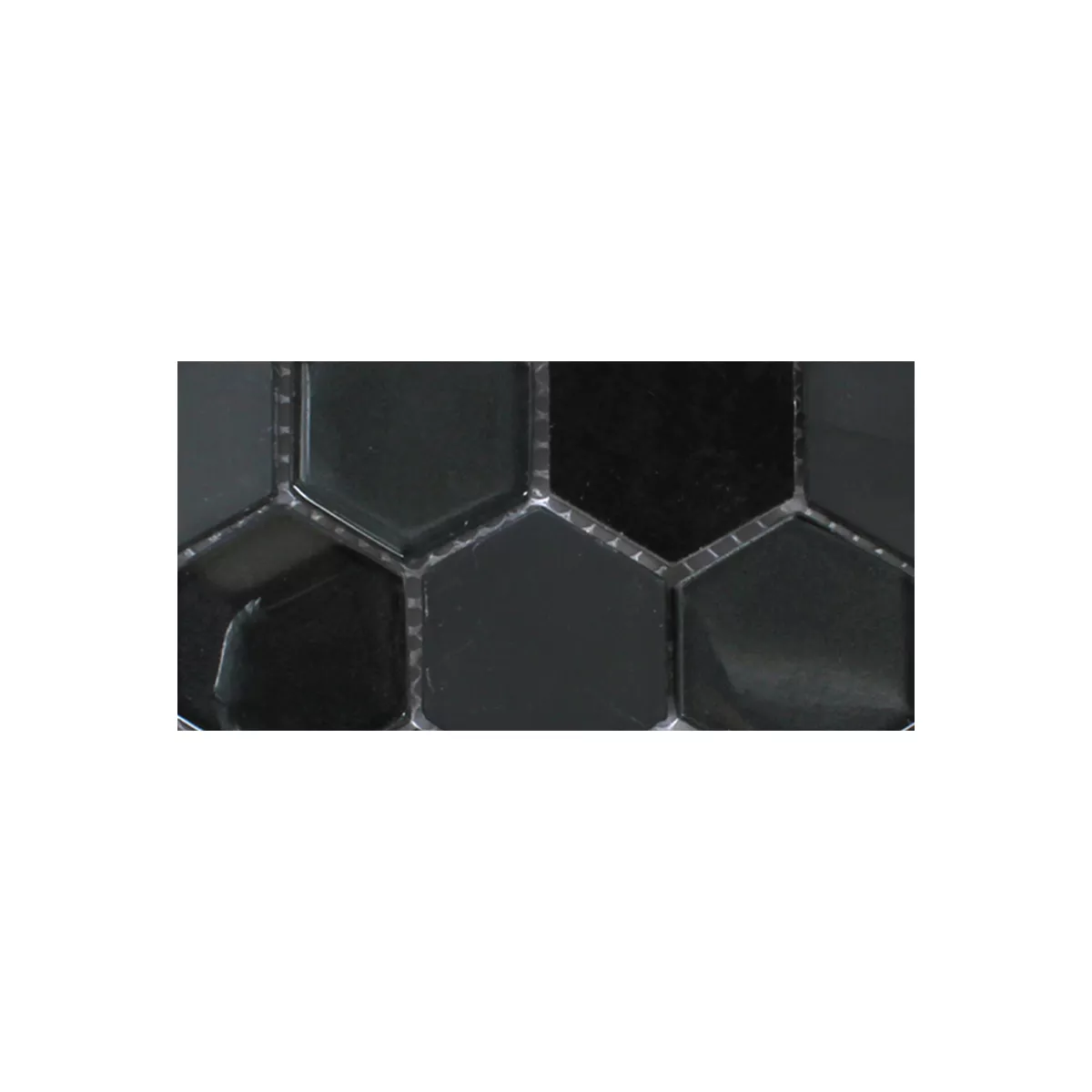 Uzorak Mozaik Pločice Šesterokut Staklo Prirodni Kamen Crna 3D