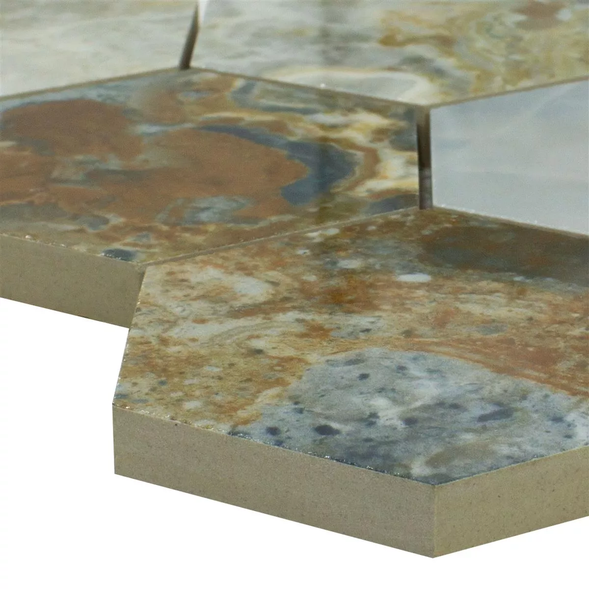 Keramički Mozaik Pločice Naftalin Šesterokut Smeđa Plava Keramički Mozaik Pločice Naftalin Šesterokut Smeđa Plava