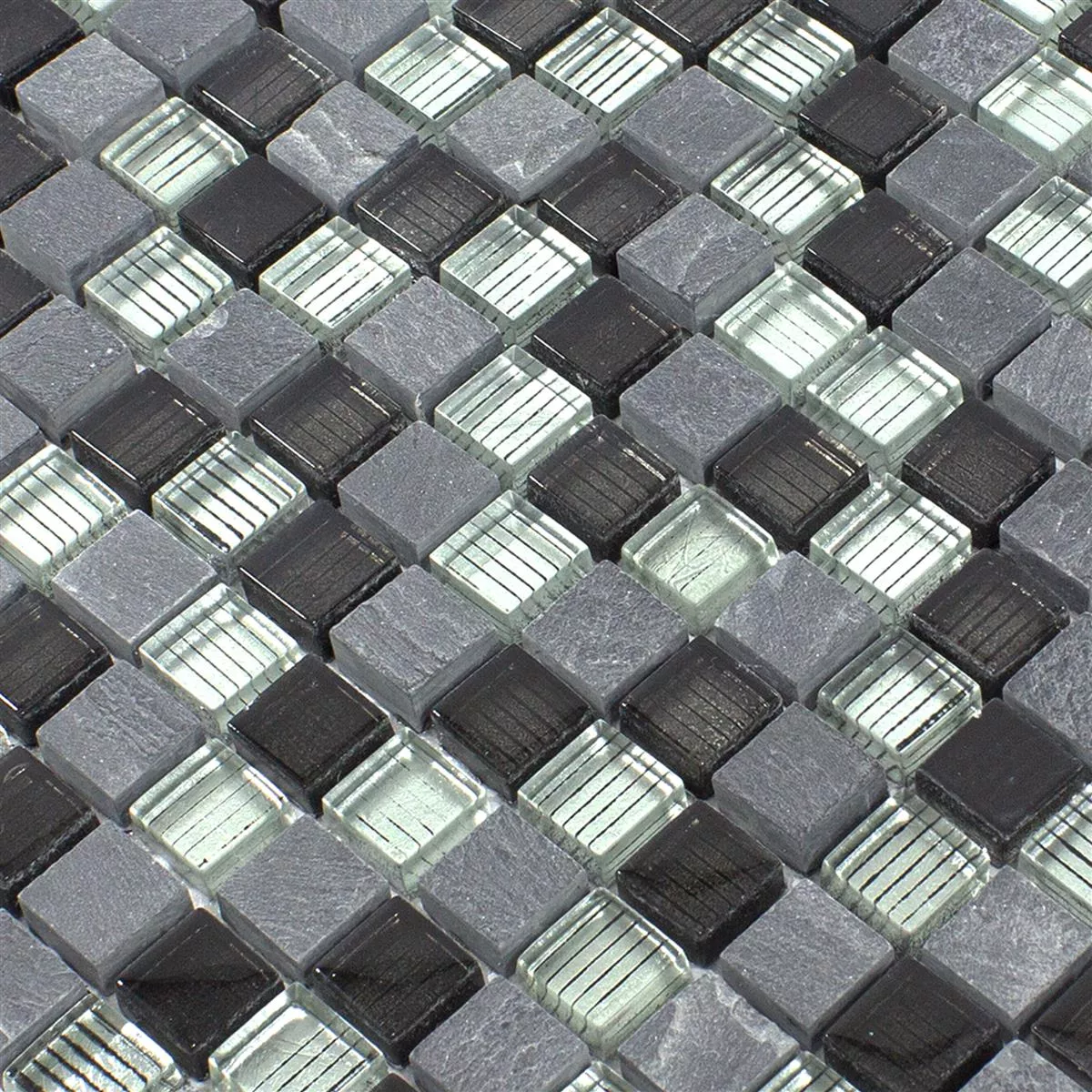 Mozaik Pločice Staklo Prirodni Kamen Lincoln Siva Srebrna