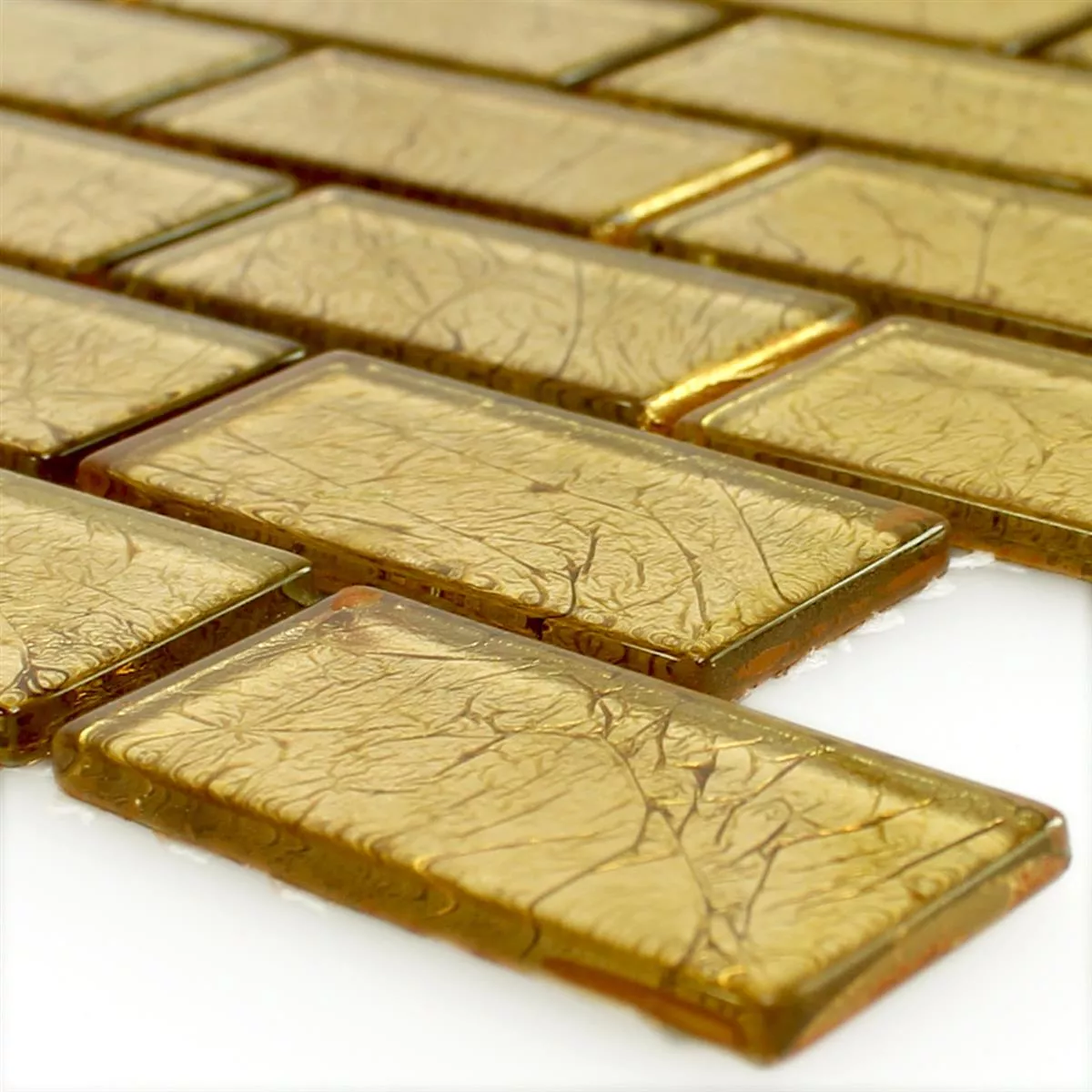 Uzorak Mozaik Pločice Staklo Brick Kristal Zlatna Struktura